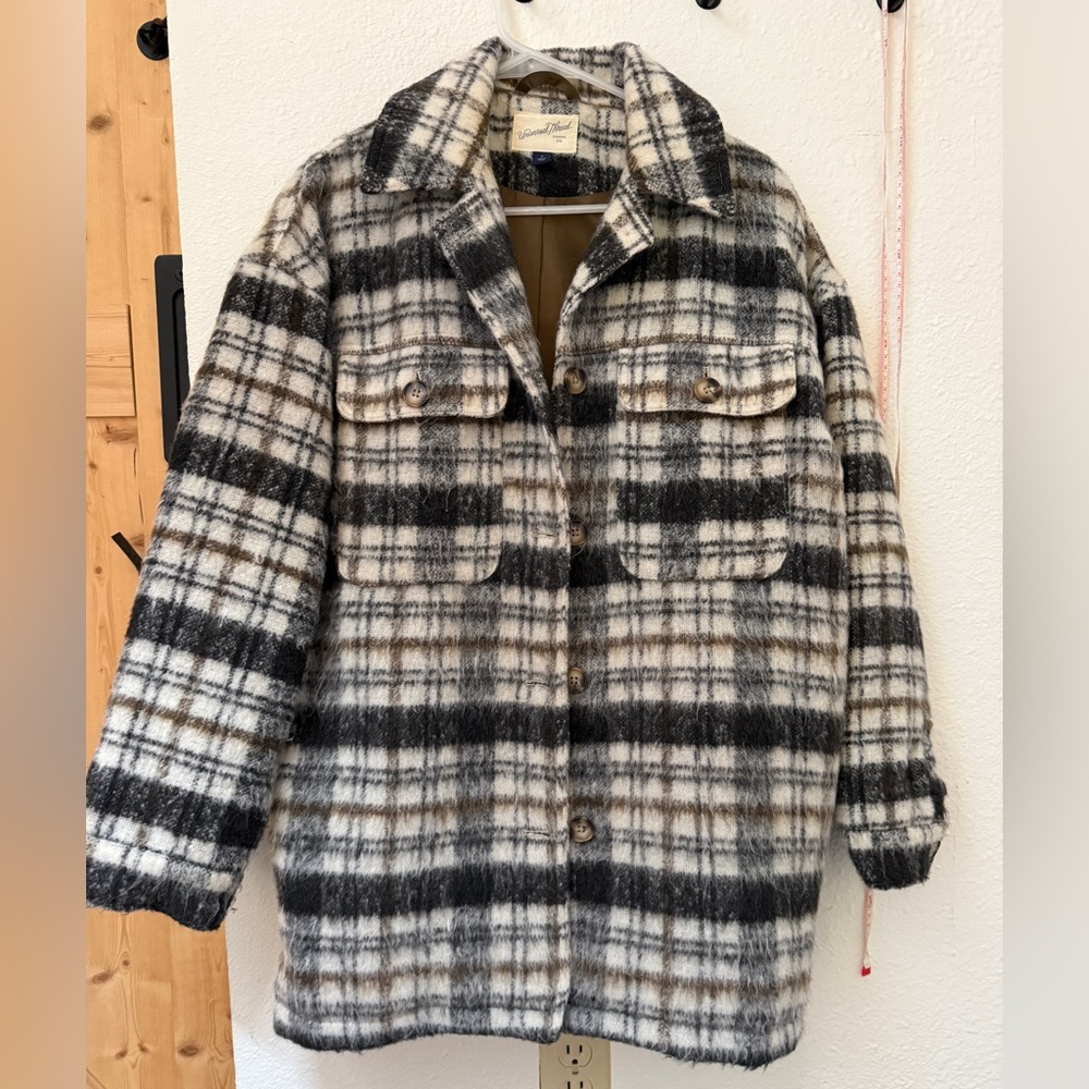 Universal Thread Checkered Wool Blend Shacket Coat - image 1